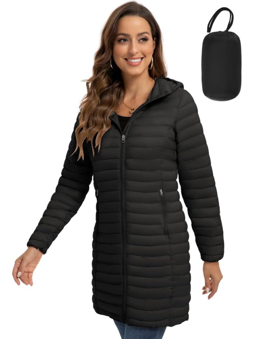 Women's Packable Hooded Quilted Puffer Jacket - Lightweight Travel Outerwear